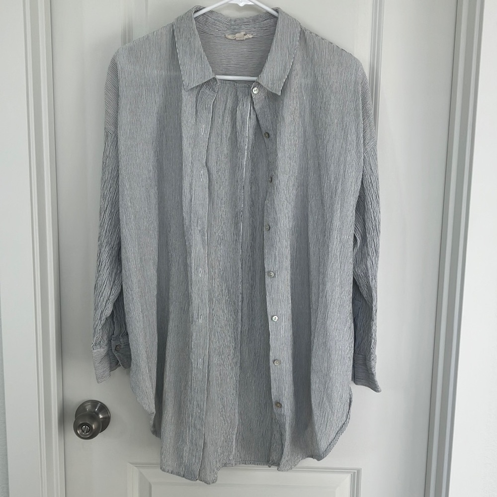 Eileen Fisher Light Linen Blend Top L